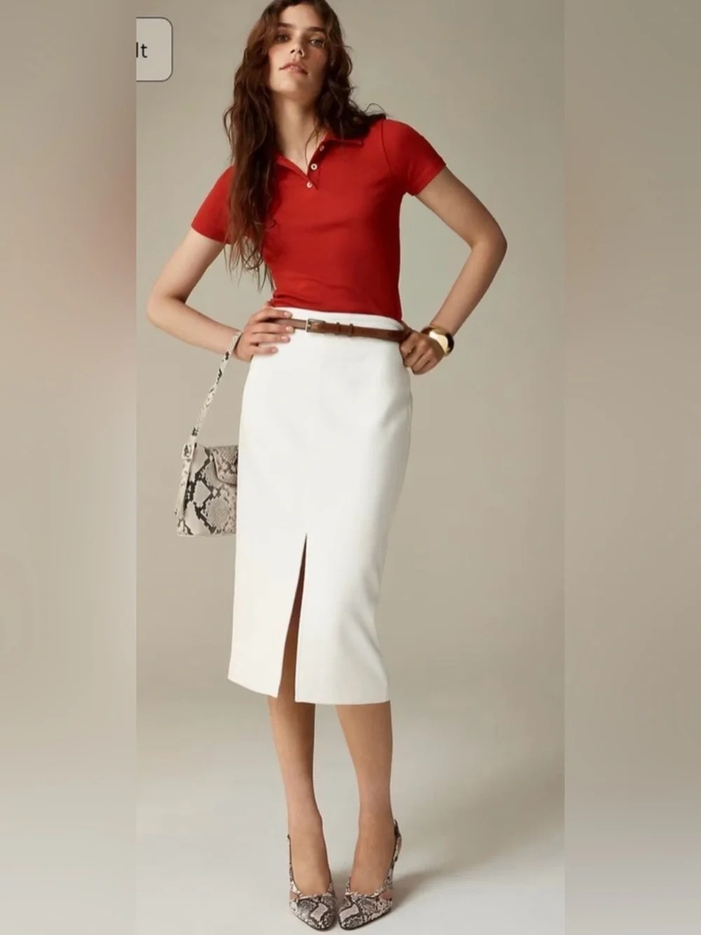 J.Crew Pencil midi skirt in four-season stretch in ivory